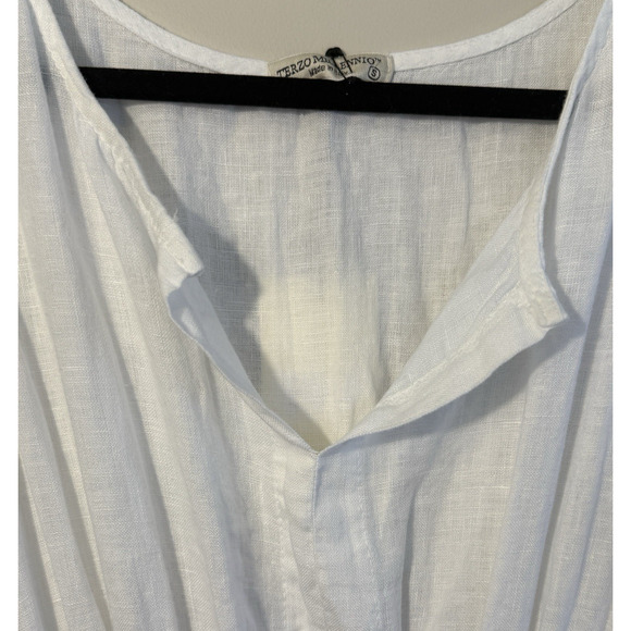 Terzo Millennio 100% Linen Made in Italy Maxi Cover Up Dress Lace White SZ S NWT - Picture 4 of 7